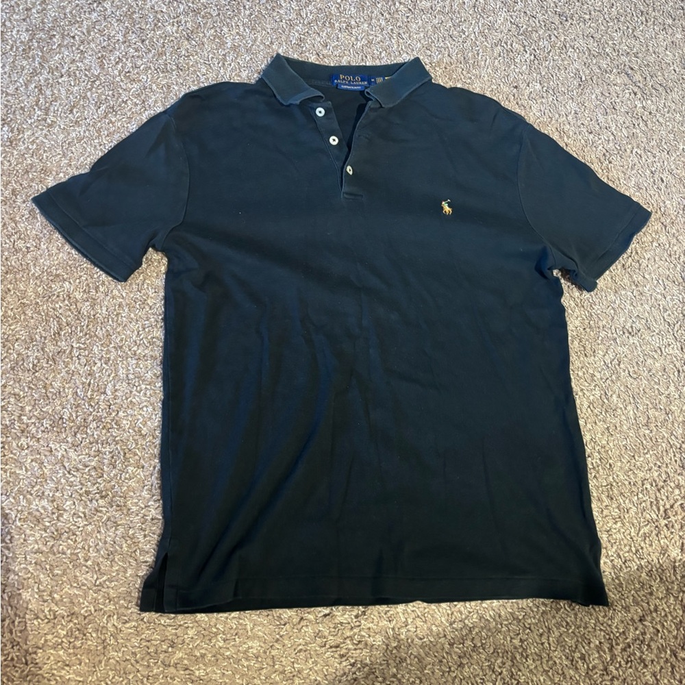 Polo by Ralph Lauren Black Polo Shirt Custom Slim Fit Medium